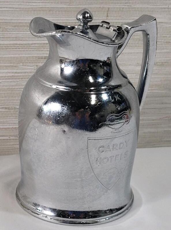 Vintage Stanley USA Chrome-Insulated Carafe / Pitcher Engraved with " CARDY HOTELS " .