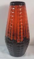 Vintage MCM Canadiana Pottery Brown / Orange Drip Glaze Decorative Vase . Measures 13.5" tall . No chips or cracks