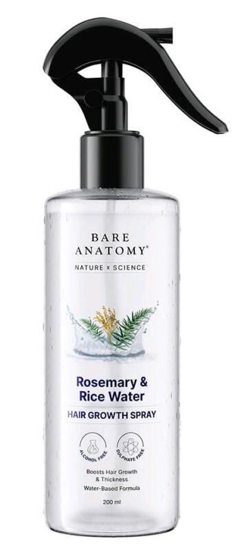 New Bare Anatomy Nature x Science Rosemary Water Spray for Hair Growth & Hair Thickness with Rice Water |100% Natural Extract | 200 ml | BB March 2028