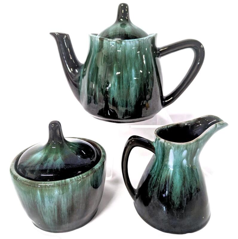 MCM Vintage BLUE MOUNTAIN POTTERY Canada Teapot, Creamer & Liddee Sugar Dish, Up to 6.5", No Chips or Cracks