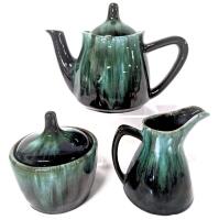 MCM Vintage BLUE MOUNTAIN POTTERY Canada Teapot, Creamer & Liddee Sugar Dish, Up to 6.5", No Chips or Cracks