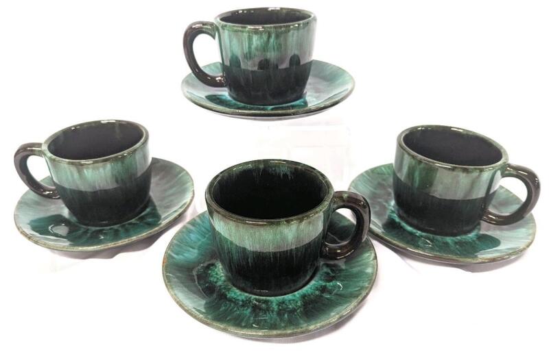 4 MCM Vintage Sets BLUE MOUNTAIN POTTERY Canada Cups & Saucers, No Chips or Cracks