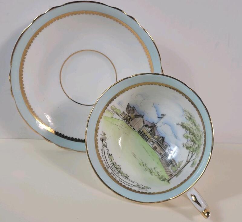 Vintage Paragon " Shakespearean Festival Theatre , Stratford Ont. Canada " Cup & Saucer . Both Ring True .