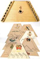 Vintage Nepenenoyka The Music Maker Russian 14-String Lap Harp Dulcimer Musical String Instrument + 9 Sheet Music Cards