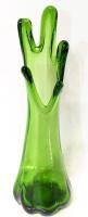 Vintage MCM Swing Art Glass Avocado Green Vintage Phytomorphic Ribbed Vase, 10" Tall, No Chips or Cracks, Some Inclusions
