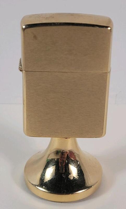 Vintage 1991 ZIPPO Lighter w/Stand for Table or Desk . Both Both Outer Case & Insert Made in Niagara Falls .