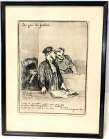 Antique Framed HONOR&Eacute; DAUMIER (French 1808 - 1879) Etching, "Les gens de justice", Signed & Numbered 277/500 in Pencil, 12.75" &times; 16.75"