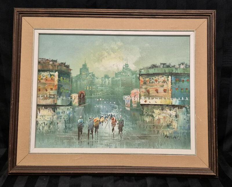 1984 Signed Framed Painting on Canvas 17 by 21"
