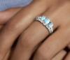 Marked 925S Size 8 3 Prong Set Trinity Stone Ring Mosaic Moonstone - 2