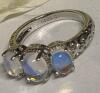 Marked 925S Size 8 3 Prong Set Trinity Stone Ring Mosaic Moonstone - 4