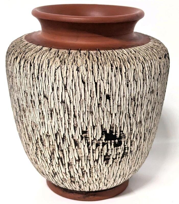 MCM Vintage WEST GERMANY "Chattered" Red Clay Vase #15, 6" Tall, No Chips or Cracks