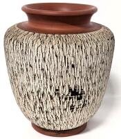 MCM Vintage WEST GERMANY "Chattered" Red Clay Vase #15, 6" Tall, No Chips or Cracks