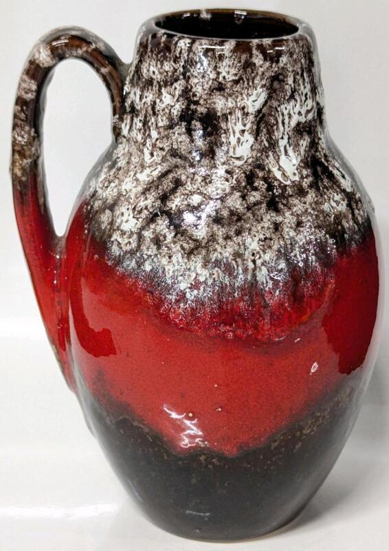Vintage West German Scheurich 474-16 Handled Lava Jug Vase, 6.25" Tall, No Chips or Cracks