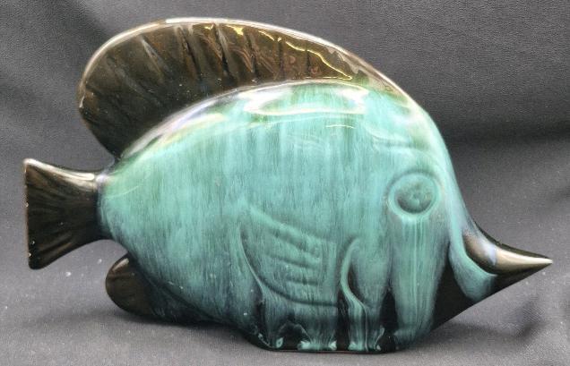 Vintage Blue Mountain Pottery Style Fish Sculpture 9" Long by 5.5" Tall