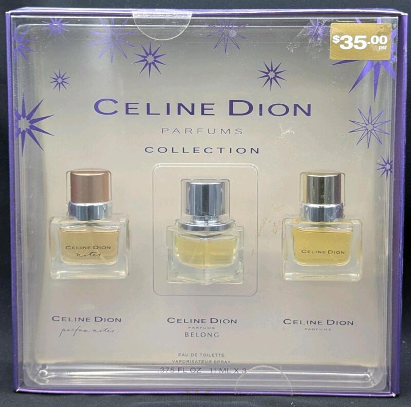 New CELINE DION Parfums Eau de Toilette Vaporizer Spray Collection: Notes, Belong & Self-Titled, 11ml Each
