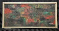 Framed Vintage MCM Print Subtle Abstract Fish by Garver Miller, 12.8" &times; 26.25"