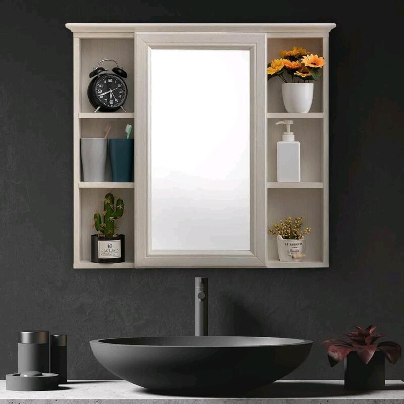 New[with Damage see description] ALIMORDEN Mirror Medicine Cabinet with Shelves, Bathroom Wall Storage Cabinet, 30 Inch x 28 Inch. Retails for $180