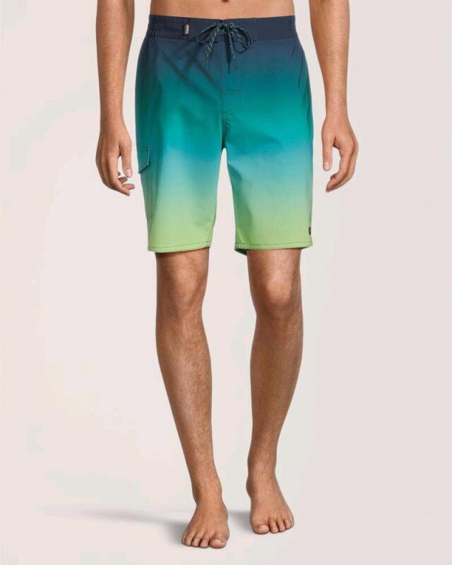 New Size 2XL Men's FAR WEST Ombre 9 Inch E-Board Short 9CZJFW5-634B, Green Print