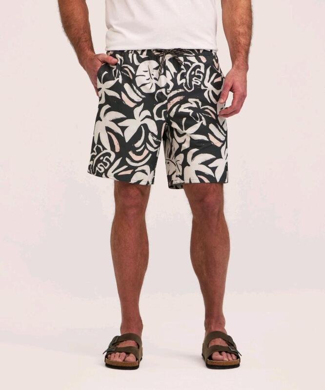 New Size XL Men's FAR WEST 8" Printed Swim Trunks, 9CZJFW5-633F, White Print