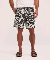 New Size XL Men's FAR WEST 8" Printed Swim Trunks, 9CZJFW5-633F, White Print