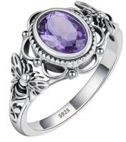 Marked 925S Size 10 Oval Purrple Stone with Bee on each side Shank