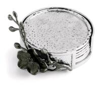 New - Michael Aram Black Orchid Drink Coasters , Set of 6 . Sealed . Retail $170 . Sealed Box - Stock photos used