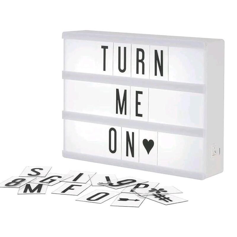 New MY CINEMA LIGHTBOX - The Mini Cinema Lightbox, LED Changeable Quote Sign To Create Personalized Messages, with 100 Letters, Numbers, & Symbols, USB or Battery Powered, A5 White | 7.8" &times; 6"