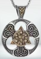 Classic Round Celtic Knot Two Tone Pendant Intricated Knotted Bale pendant approximately 1.75 with bale Chain 22&rsquo;&rsquo; Pendant Reversible