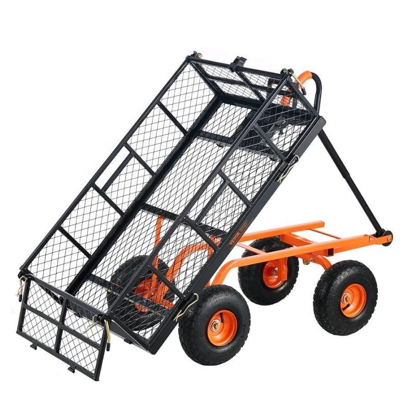 As New VEVOR 400lbs Steel Garden Dump Cart Utility Wagon. 2.1 cubic foot capacity.