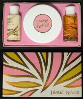 Vintage SHULTON of Canada 3pc DESERT FLOWER Gift Set : Hand & Body Lotion 2oz, Dusting Powder 4oz, Toilet Water 2oz