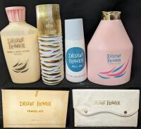 Vintage SHULTON of Canada DESERT FLOWER Travel Kit with Original Packaging: Hand and Body Lotion 4oz, Spray Cologne 2oz, Body Talcum 4oz, Roll-On Deodorant 2oz