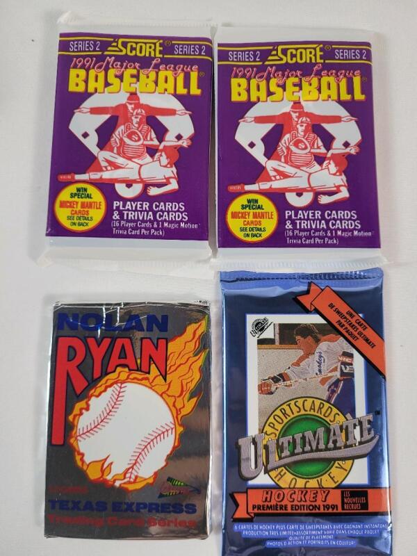 1991 MLB Baseball & NHL Hockey Draft Picks Trading Card Wax Packs .