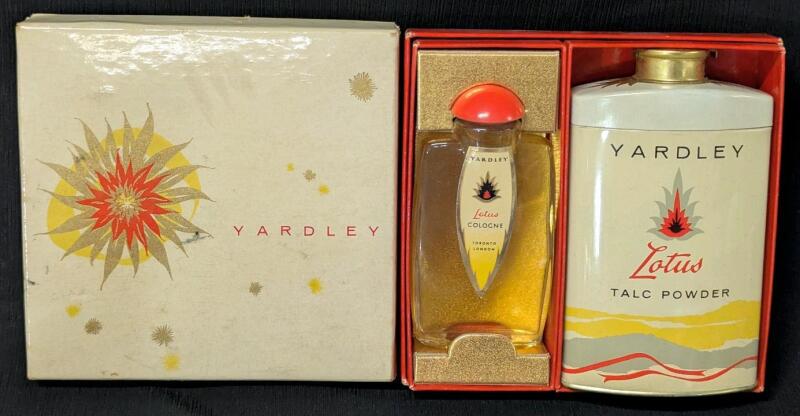 Vintage Sealed YARDLEY "Lotus" Talc Powder 4oz & Cologne Gift Set in Original Box