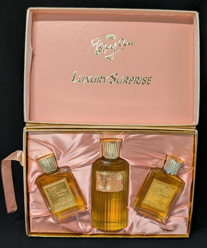Vintage EVYAN Luxury Surprise 3pc Gift Set in Original Box: White Shoulders Cologne 1fl oz, "Splash" White Shoulders Emollient Body Lotion 2oz, "Most Precious" Cologne 1oz