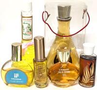 6 Vintage Scents : MITCHAM Old English Cologne, Conrad BLACK MAGIC Cologne 70ml, IF Cologne 28m4ml, Sophia Fragranced Oil 14ml, L'Aimant Eau de Cologne 28ml, Desert Flower Toilet Water 1fl oz