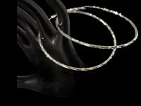 Marked 925S large 2.75&rsquo;&rsquo; Round Diamond Cut Styling Hoop Earrings Slide in Post Clasp
