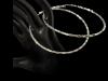 Marked 925S large 2.75&rsquo;&rsquo; Round Diamond Cut Styling Hoop Earrings Slide in Post Clasp