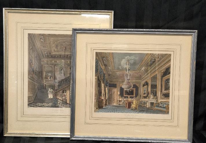 2 Vintage Framed Lithograph Prints - Carlton House & Kensington Palace, England