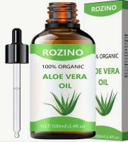 New ROZINO 100% Organic Aloe Vera Essential Oil 100ml Natural & Hypoallergenic for Massage Skin Care Showers, Nails, Hair & Eyelash Enhancement Expires 2028 / 02/ 04