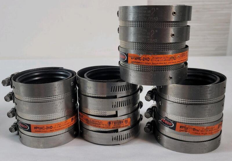 4 New Pasco 2" Heavy Duty No Hub Coupling Pipe Fitting w/Rubber Insert .