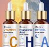 New 3pcs 30g Day & Night Vitamin C+Retinol+Hyaluronic Acid Essence Trio Set combines Collagen, Aloe, Niacinamide. Brightens complexion Deep Hydration Gentle Oil Free Formula SUYARUN - 3