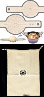New SWSKR 2pc Silicone Bread Sling for Dutch Oven / Non-Stick Bread Baking Mat Set & Presumed Linen Bread Bag with Drawstring - 12" &times; 16.5"
