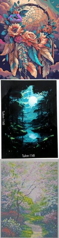 3 New Paint-by-Numbers Kits with Paintbrushes, Paints & Unstretched Canvas : 1&times; 21cm &times; 13.5cm, 2&times; 30cm &times; 40cm