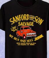 New L Men's Sanford and Son Salvage Graphic Tee Retro TV Show Inspired Ultra-Soft 100% Cotton Breathable & Moisture Wicking Casual Crew Neck Short Sleeve T-Shirt with Vintage Orange Truck Print
