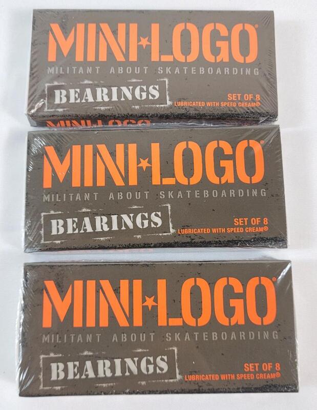 3-Packs New Mini-Logo Bones Bearings Mini-Logo Skateboards Bearings (Pack of 8), Silver . Retail $60