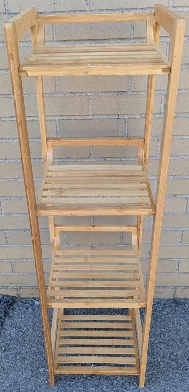 4 Tier Wood Slatted Shelf. 41" by 12" by 12"