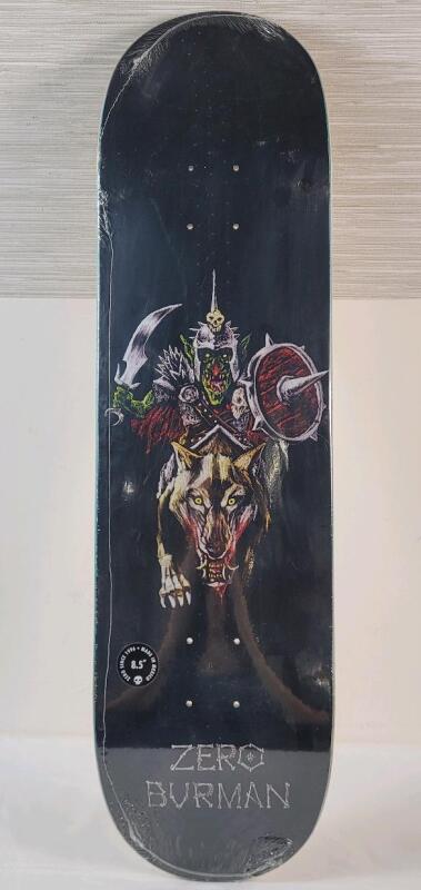 New - ZERO Burman 8.5" Skateboard Deck , Yellow / Black . Measures 8.5"&times;32 &frac14;" w/14.5" Wheelbase (pre-drilled holes) . Sealed . Retail $100