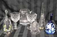 Beautiful Vintage Crystal & Glass Bells & Glasses Tallest Bell 7.5" Tall