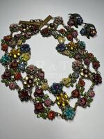 Precious Enamel Rhinestone Vintage Necklace + rhinestone earrings