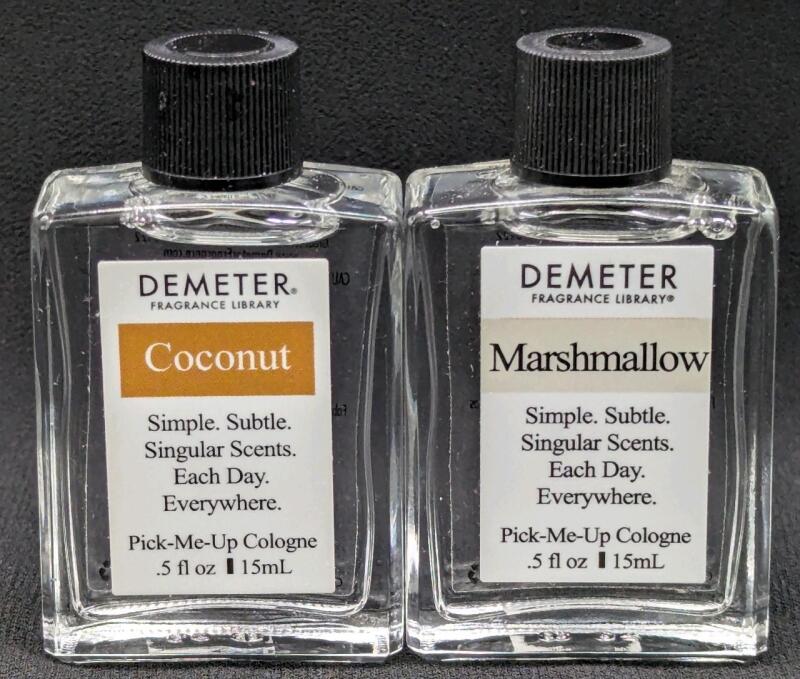 2 New DEMETER Fragrance Library 15ml Pick-Me-Up Colognes : Coconut & Marshmallow